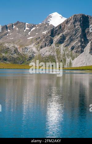 See Ouillette im Sommer bei Iseran Pass, Val d'Isere, Savoie (73), Region Auvergne-Rhone-Alpes, Frankreich Stockfoto