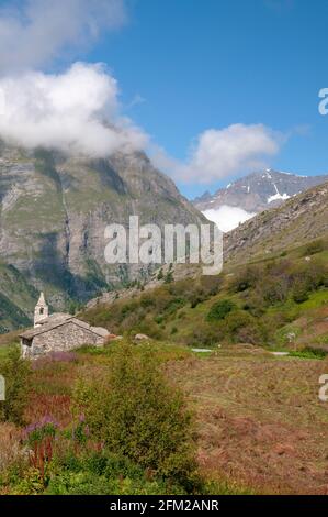Kapelle Saint-Pierre im Weiler Averole, Bessans, Haute-Maurienne, Savoie (73), Region Auvergne-Rhone-Alpes, Frankreich Stockfoto