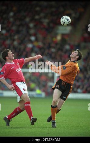 Fußballspieler Robbie Keane Barnsley / Wolverhampton Wanderers bei Oakwell 20/3/99 2-3 Stockfoto