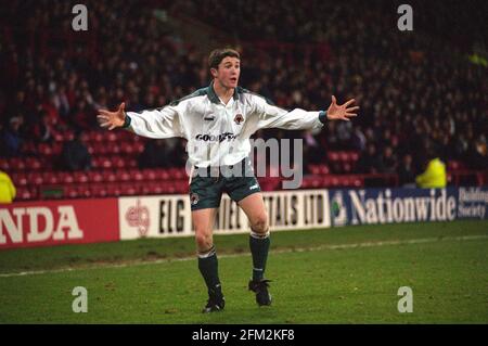 Fußballspieler Robbie Keane Sheffield United / Wolverhampton Wanderers in Bramhall Lane 17/1/98 Stockfoto