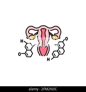 Stimulation durch Hormone Farbliniensymbol. Planung einer Schwangerschaft. Piktogramm für Webseite, mobile App, Promo. UI UX GUI Design-Element. Bearbeitbare Kontur. Stock Vektor