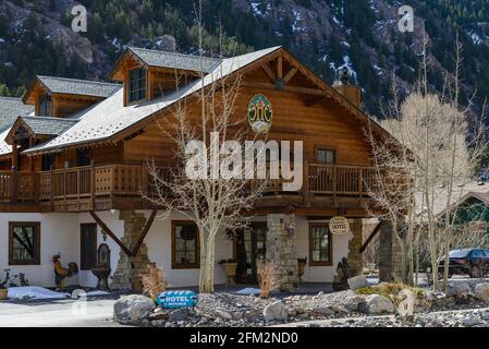 Ein charmantes Bergchalet in George, Colorado, USA. Stockfoto