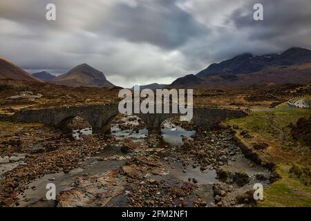 Die alte Brücke Sligachan - Isle of Skye Stockfoto