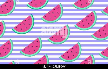 Nahtloser Hintergrund mit Wassermelonenscheiben. Stock Vektor