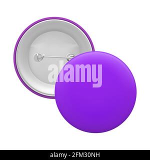 Blank violett rund Pin isoliert auf weißem Hintergrund Stock Vektor