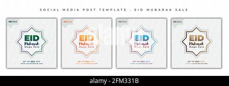 Eid Mubarak Social-Media-Post. Set von Social-Media-Post-Vorlage mit weißem Design. Gute Vorlage für ramadan oder eid-Design. Stock Vektor