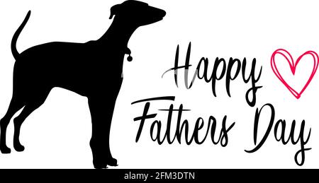 Happy Fathers Day mit Hund auf weißem Hintergrund. Vektor Stock Vektor