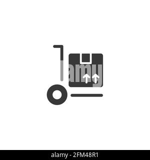 Lieferwagen auf weißem Hintergrund. Versandwagen mit Karton. Isoliertes Symbol. Commerce Glyphe Vektor Illustration Stock Vektor