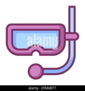 Schnorcheltauchtauchbrille, einzelnes isoliertes Symbol mit ausgefüllter Linie Vektordarstellung Stockfoto