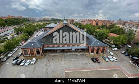 Luftaufnahme des Museumsgebäudes der Madrider Eisenbahn Stockfoto