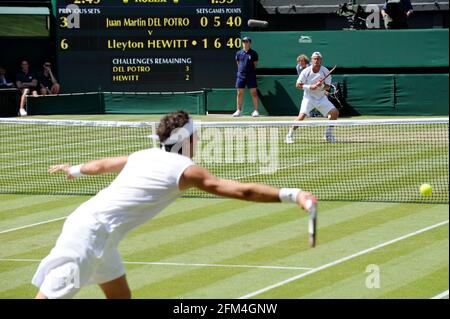 WIMBLEDON 2009 4th TAGE. JUAN MARTIN DEL POTRO V LLEYTON HEWITT. 25/6/09. BILD DAVID ASHDOWN Stockfoto