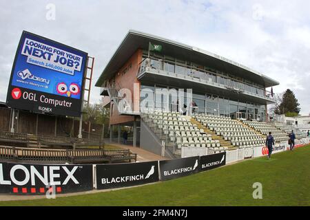 Der Graeme Hick-Pavillon vor Worcestershire CCC gegen Essex CCC, Specsavers County Championship Division 2 Cricket in New Road am 2. Mai 2016 Stockfoto