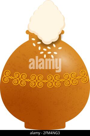 Pongal hinduistische Erntefest in Indien und Sri Lanka. Pongali-Reis im Schlammtopf Stock Vektor