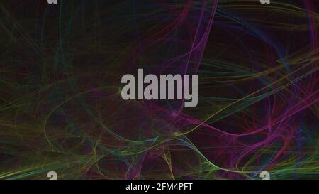 Abstrakte fraktale 3D mehrfarbige Spirale Linie Art 4K Tapete auf Schwarzer Hintergrund Stockfoto