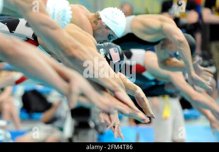 OLYMPISCHE SPIELE PEKING 2008. TAG 15/8/08. SCHWIMMEN DER START DER 50M FREESTYLE-HEATS. BILD DAVID ASHDOWN Stockfoto