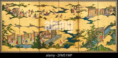Szenen aus dem Leben des chinesischen Imperators Xuanzong von Tang (685-762) und seiner Gemahlin Yang Guifei (719-756), Gemälde von Kano Mitsunobu, 1580-1608 Stockfoto