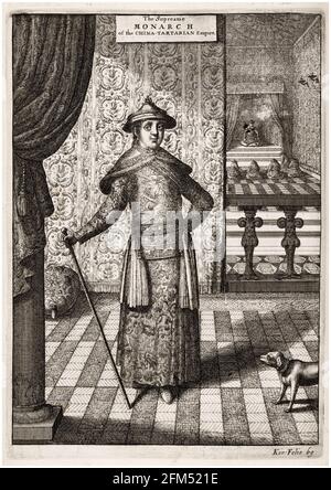 Kaiser von China: Aus dem Buch eine Botschaft der Ostindischen Kompanie der Vereinigten Provinzen an den Großtatar Cham, Kaiser von China, von Johannes Nieuhof, Stich von Wenceslaus Hollar, 1669 Stockfoto
