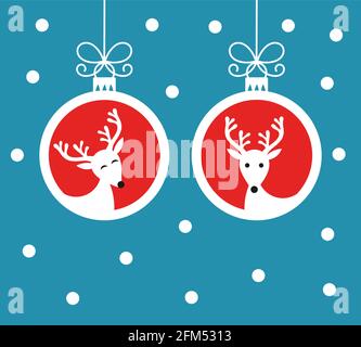 Rentiere in Kugeln Weihnachten blau Hintergrund Illustration Stock Vektor