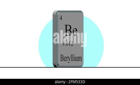 3D-Illustration - Beryllium. Element des Periodensystems des Mendelejew-Systems. Stockfoto