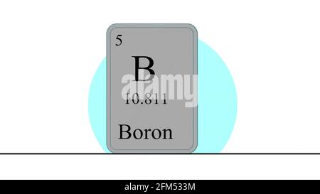 3D-Illustration - Boron. Element des Periodensystems des Mendelejew-Systems. Stockfoto