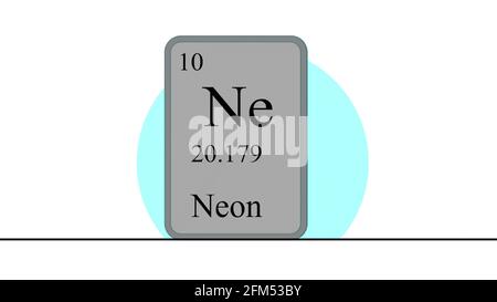Neon chemisches Element, Zeichen mit Ordnungszahl und Ordnungsgewicht