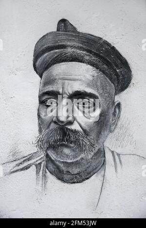 Porträt von Bal Gangadhar Tilak, Freedom Fighter, Dapoli, Konkan, Maharashtra, Indien Stockfoto