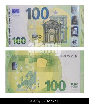 Neue 100-Euro-Banknoten (2019), Vorder- und Rückseite Stockfoto