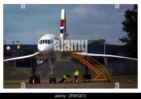 Concorde befindet sich im Wartungsgebiet von BA des flughafens heathrow Vor Testflügen Stockfoto