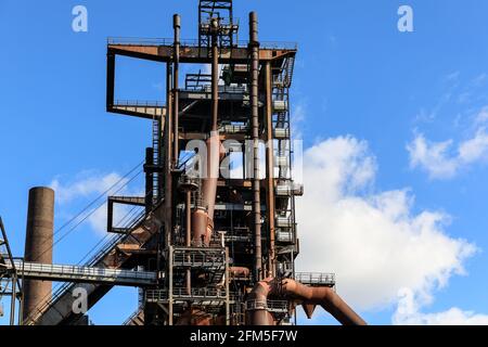 Das stilllegte Hochofenwerk Phoenix West und Stahlwerk, ehemals Teil von ThyssenKrupp Steel in Dortmund, Deutschland Stockfoto