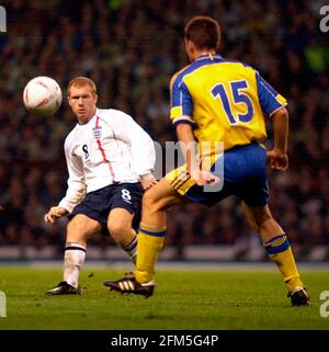 ENGLAND V SCHWEDEN AM ALTEN TRAFFORD 10/11/2001 BILD DAVID ASHDOWN ENGLAND FUSSBALL Stockfoto