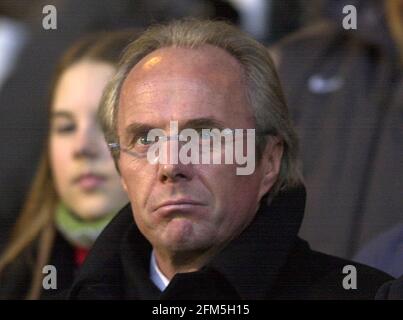 Sven Goran Eriksson neuer Fußballmanager von England, 2001. Januar beim Spiel der FA Carling Premiership zwischen Ipswich Town und Leicester City. Stockfoto