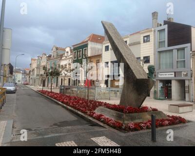 Teilansicht eines touristischen Spots im Stadtzentrum von Aveiro, Portugal 29. September 2019 Stockfoto