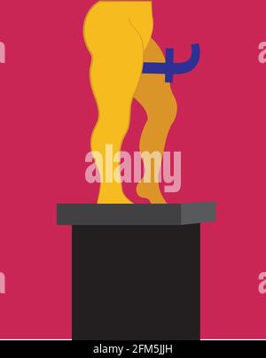 Illustration einer Statue mit dem facebook-Logo als Teil seines Körpers, isoliert auf einem rosa Hintergrund Stock Vektor
