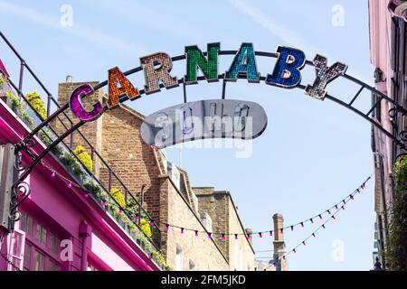 Eingang zur Carnaby Street, West End, Soho, City of Westminster, Greater London, England, Vereinigtes Königreich Stockfoto