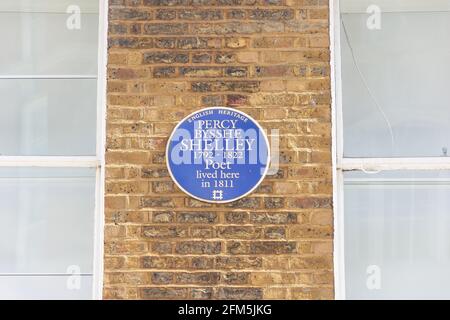 Percy Bysshe Shelley (englischer romantischer Dichter), blaue Plakette, Carnaby Street, West End, Soho, City of Westminster, Greater London, England, Vereinigtes Königreich Stockfoto