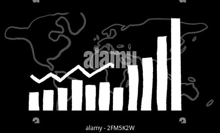 Datendiagramm zur wirtschaftlichen Erholung, animiertes Whiteboard-Design, ideal für Infografiken, Compositing und Social Video Stockfoto