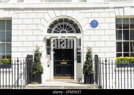 Georgian frontage (ehemaliges Haus von Bundeskanzler Lord Eldon), Nr. 6 Bedford Square, Bloomsbury, London Borough von Camden, London, England, Vereinigtes Königreich Stockfoto