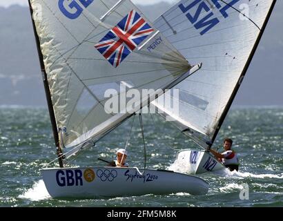 olympische Spiele in Sydney, 2000. SEPTEMBER 2000. HERREN FINN-KLASSE BRITE IAIN PERCY GOLDMEDAILLE. Stockfoto