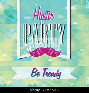 Hipster Hintergrund aus Dreiecken auf der Hipster Party im grünen Retro Labeldesign. Quadratische Komposition mit geometrischen Formen, Farbe grün. H Stock Vektor