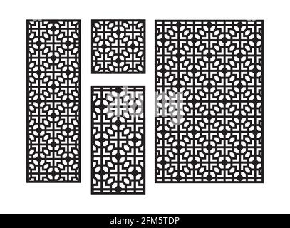 Art Deco cnc-Muster. Dekorpaneel, Leinwand, Wand. Vektor cnc-Panel für Laserschneiden. Schablone für Innenwand, Raumteiler, Schutzzaun Stock Vektor