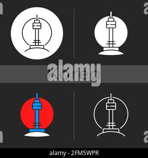 N Seoul Tower-Symbol im dunklen Stil Stock Vektor