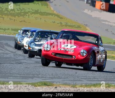 Malcolm Paul, Rick Bourne, TVR Grantura Mk III, RAC Pall Mall Cup for Pre-66 GT, Sports Racing and Touring Cars, Donington Historic Festival, Doningto Stockfoto