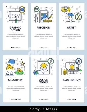 Vektor-Linienkunst Web- und mobile App-Vorlagensatz Stock Vektor