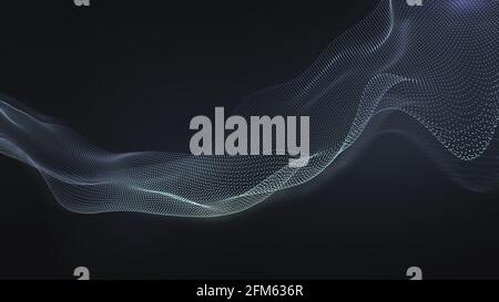 Abstract Tech schwarzen Hintergrund, geboren Teilchen Ware Form. Corporate, Verbindung Netzwerk-Konzept. 3d-Rendering. Stockfoto