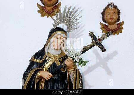 Statue von Santa Rita de Cassia - Rita von Cascia - heiliger der katholischen Religion Stockfoto