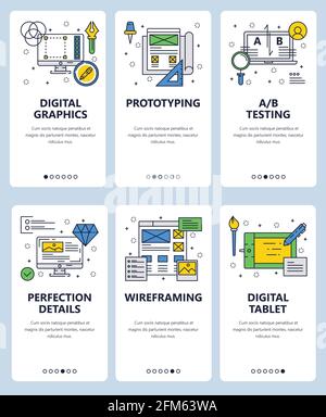 Vektor-Linienkunst Web- und mobile App-Vorlagensatz Stock Vektor