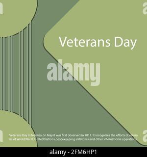 Der Veterans Day in Norwegen am 8. Mai wurde erstmals 2011 beobachtet. Er würdigt die Bemühungen der Veteranen des Zweiten Weltkriegs, der Friedensinitiative der Vereinten Nationen Stock Vektor