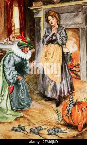 Cinderella und die gute Fee von Kate Abelmann, Illustration, 1913 Stockfoto
