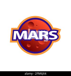 Mars-Logo im Vintage-Stil. Farbetikett zum Drucken von Aufklebern und Ausweisen. Vektorgrafik. Stock Vektor