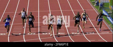 AUGUST 2000 NORWICH UNION OLYMPIC TRIALS IM ALEXANDER STADIUM BIRMINGHAM ATHLETICS AA 100M HERREN 1. HALBFINALE. Stockfoto